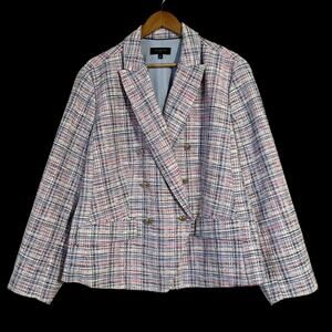 Talbots Women's Long Sleeves Multi Plaid Tweed Blazer Jacket Size 20W